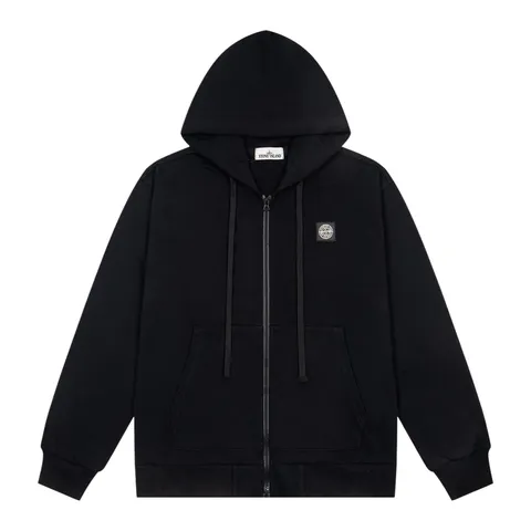 Stone Island Zipper Hoodie - Black Zip Hoodie