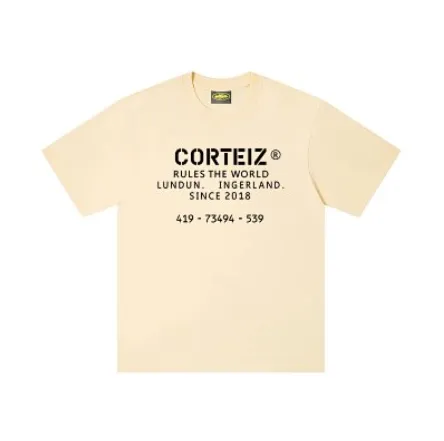 Corteiz Tee - Cream Rules The World Text