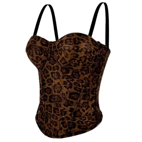 Irregular fishbone corset - Leopard Corset Top
