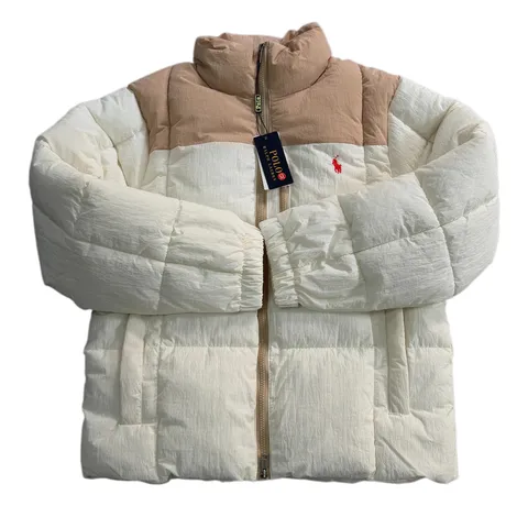 Ralph Lauren Quilted Jacket - Cream Colorblock Puffer