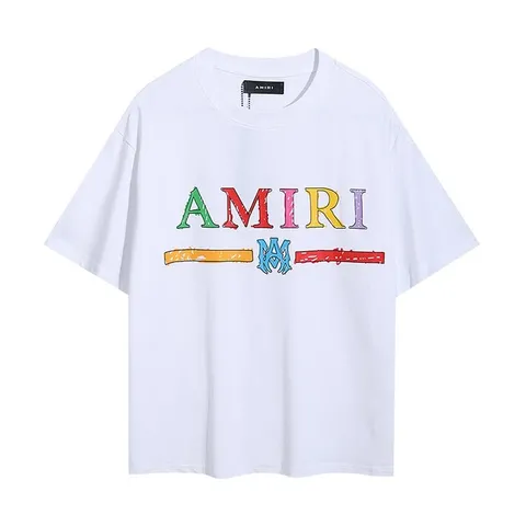 Amiri Tee - White Rainbow Logo