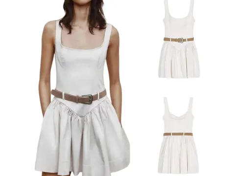 Zara Dress - White Belted Mini