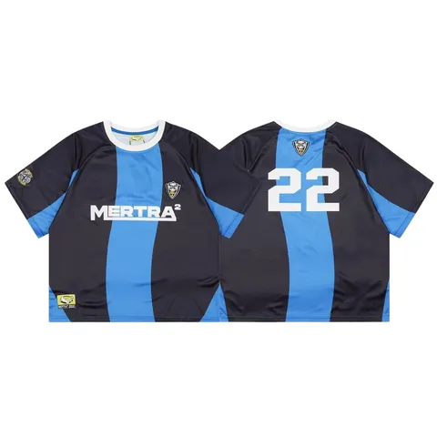 Mertra Tee - Blue Stripe Football Tee