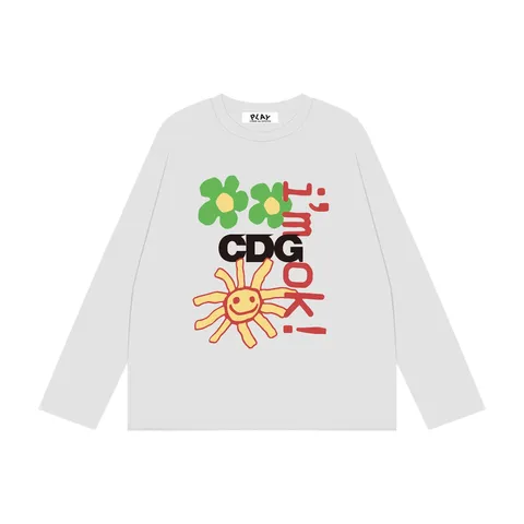 CDG Play Long Tee - White Flower Print