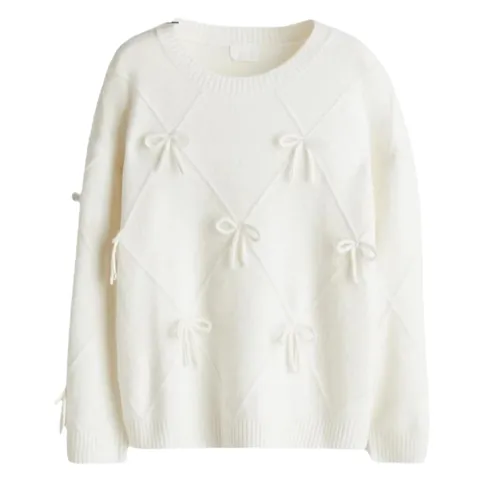 Zara Sweater - Cream Bow Knit