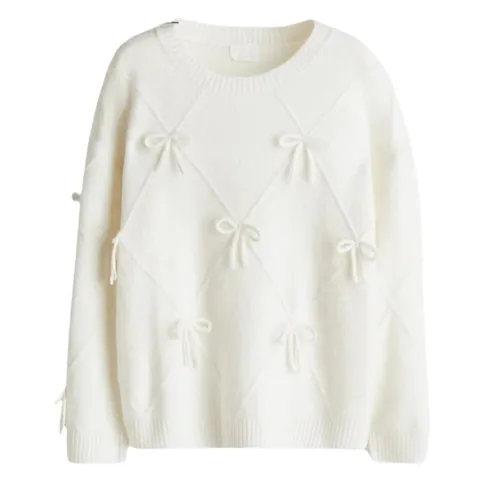 Zara Sweater - Cream Bow Knit