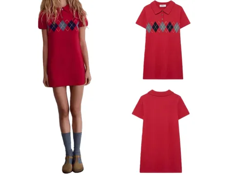 Zara Dress - Red Argyle Mini