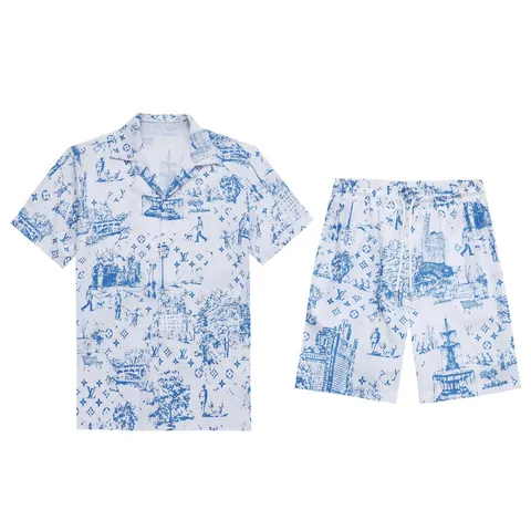 Lv Set - Blue Toile Shirt Set