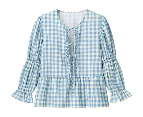 Zara Shirt - Blue Gingham Tie-Front