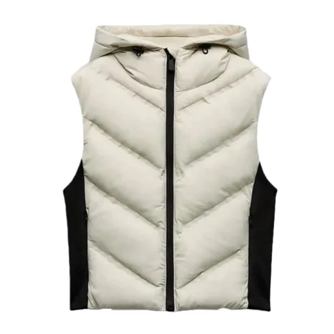 Zara Waistcoat - Cream Hooded Puffer Vest