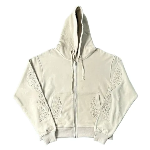 Derschutze Zipper Hoodie - Cream Zip Hoodie