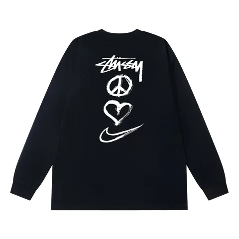 Stussy Long Tee - Black Peace Heart Nike