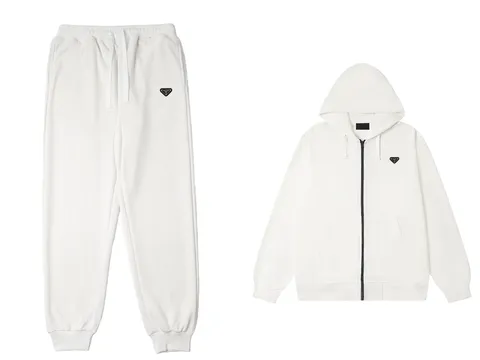 Prada Set - White Zip Hoodie Set