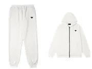 Prada Set - White Zip Hoodie Set