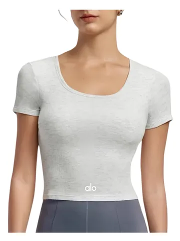 Alo Tee - Heather White Scoop