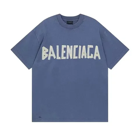 Balenciaga Tee - Blue Distressed Logo