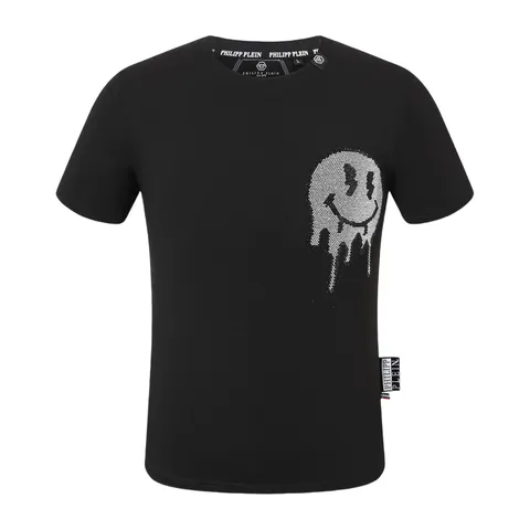 PP Tee - Black Rhinestone Smiley