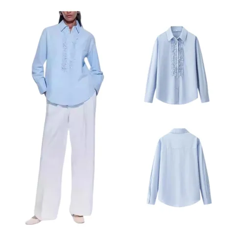 Zara Shirt - Sky Blue Ruffle Bib