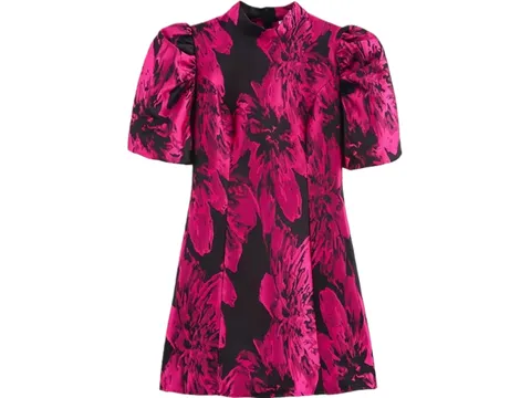 Zara Dress - Magenta Floral Puff Sleeve
