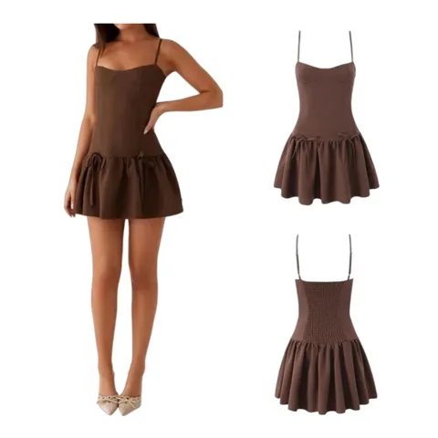 Zara Dress - Brown Drop-Waist Mini