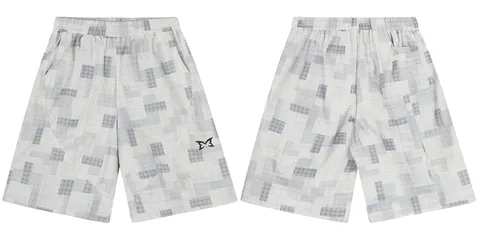 Mertra Shorts - White Pixel Print