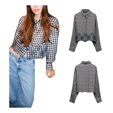 Zara Short Coat - Gingham Crop Jacket