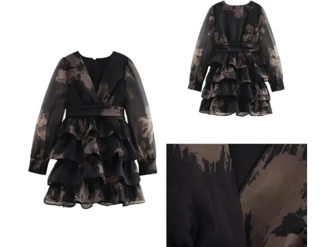 Zara Dress - Black Floral Tiered Mini